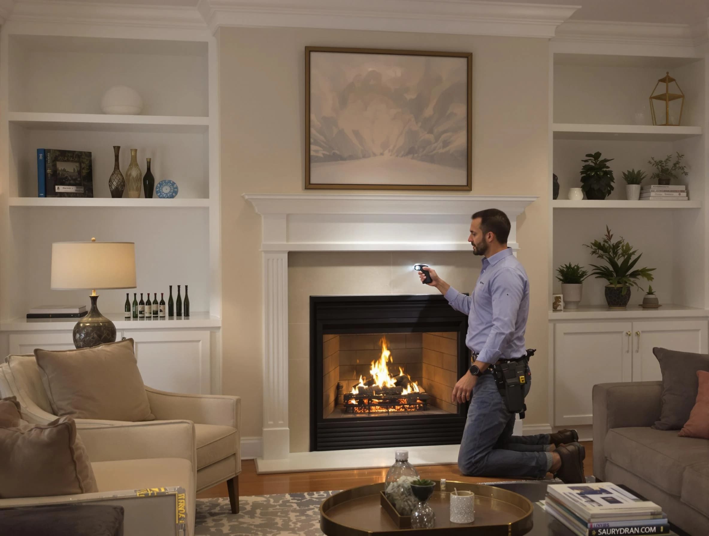 Applewood Chimney Sweep conducting a fireplace safety inspection in Applewood, CO