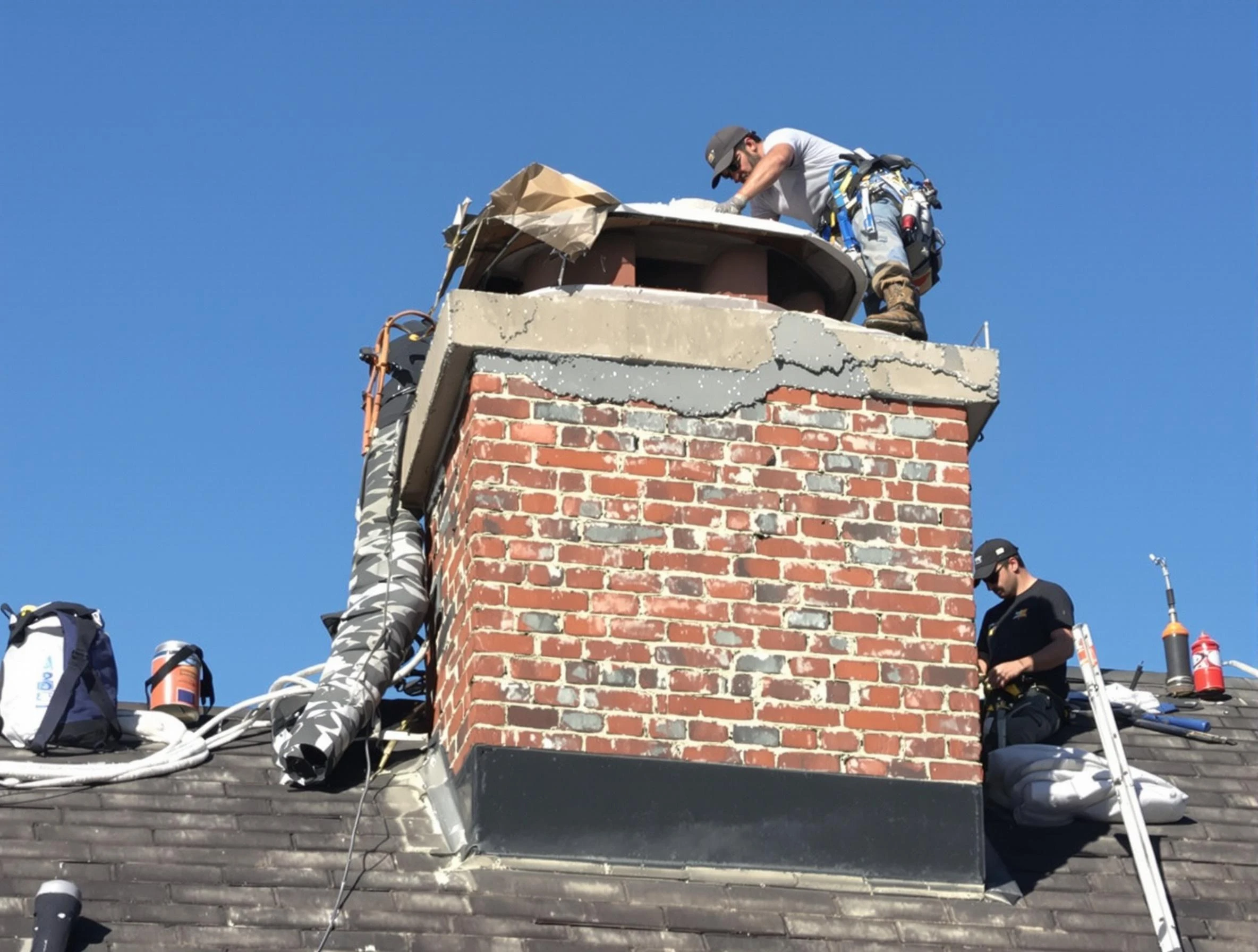 Applewood Chimney Sweep installing a custom chimney crown in Applewood, CO