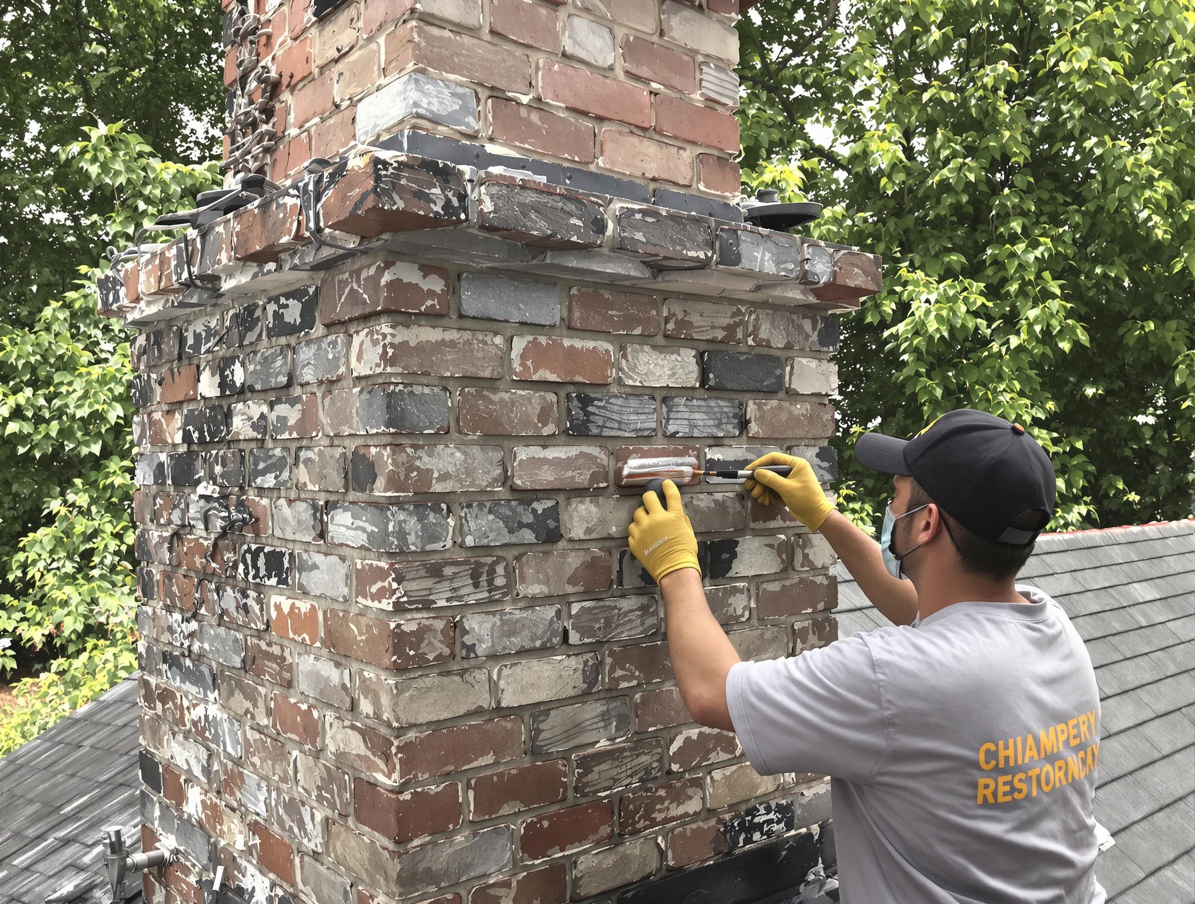 In-progress chimney restoration by Applewood Chimney Sweep in Applewood, CO